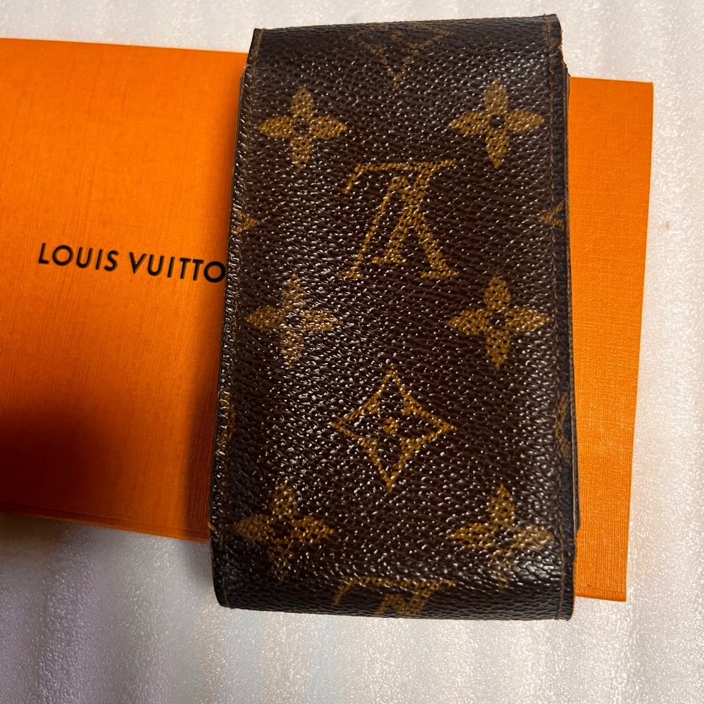 Louis Vuitton Cigarette Case Brown Monogram LV small pouch Makeup Holder Cases